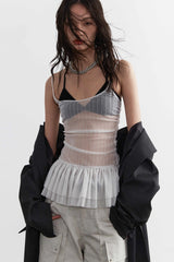 Ethereal Sheer Ruffle Crop Camisole