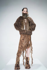 Wilderness Luxe Panel Fur Leather Jacket - Brown