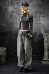 Shadow Script Washed Loose Jeans