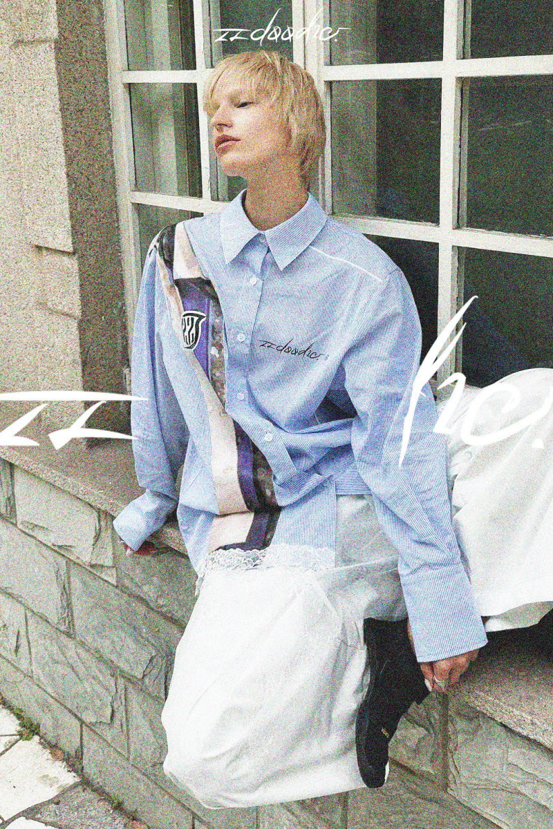 Striped Accent Oversized Shirt