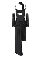 Sculpted Elegance Draped Waist Slim Fit Gown