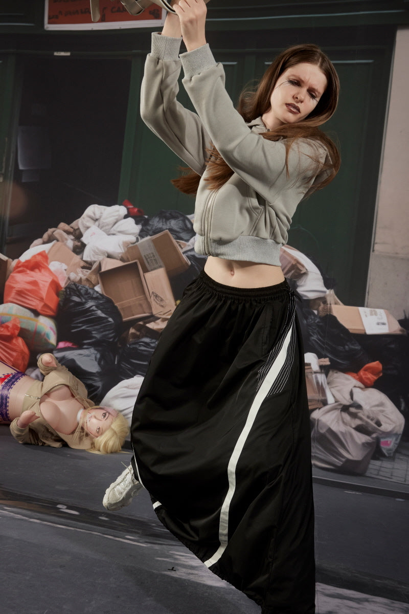 Panel Line Nylon Track Skirt