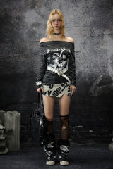 Irregular Lettering Low-Rise Skirt