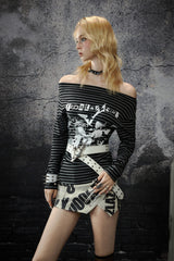 Irregular Lettering Low-Rise Skirt