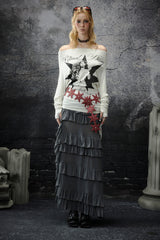 Irregular Ruffle Layered Maxi Skirt