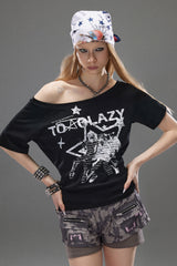 Star Riot Off-Shoulder Graphic Tee