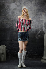 Striped Rebel Off-Shoulder Smocked Top