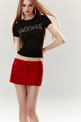 Rivet Rouge Faux Leather Mini Skirt