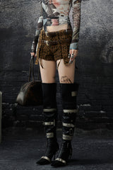Double Belted Leopard Print Shorts