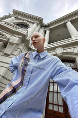 Striped Accent Oversized Shirt