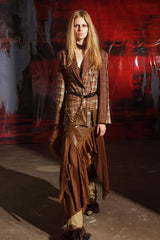 Irregular Patchwork Leather Skirt