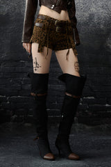 Double Belted Leopard Print Shorts
