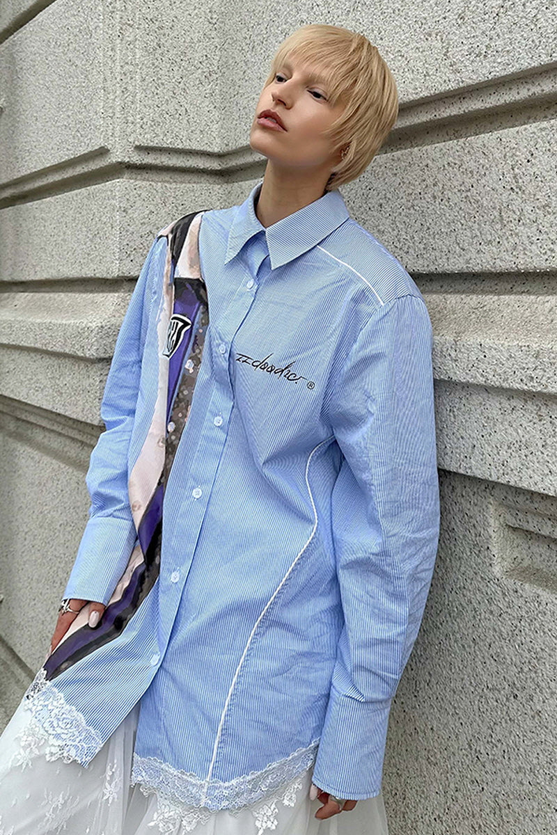 Striped Accent Oversized Shirt