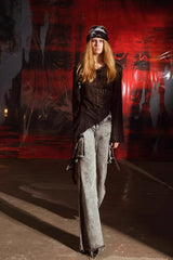 Washed Ripped Flare Jeans