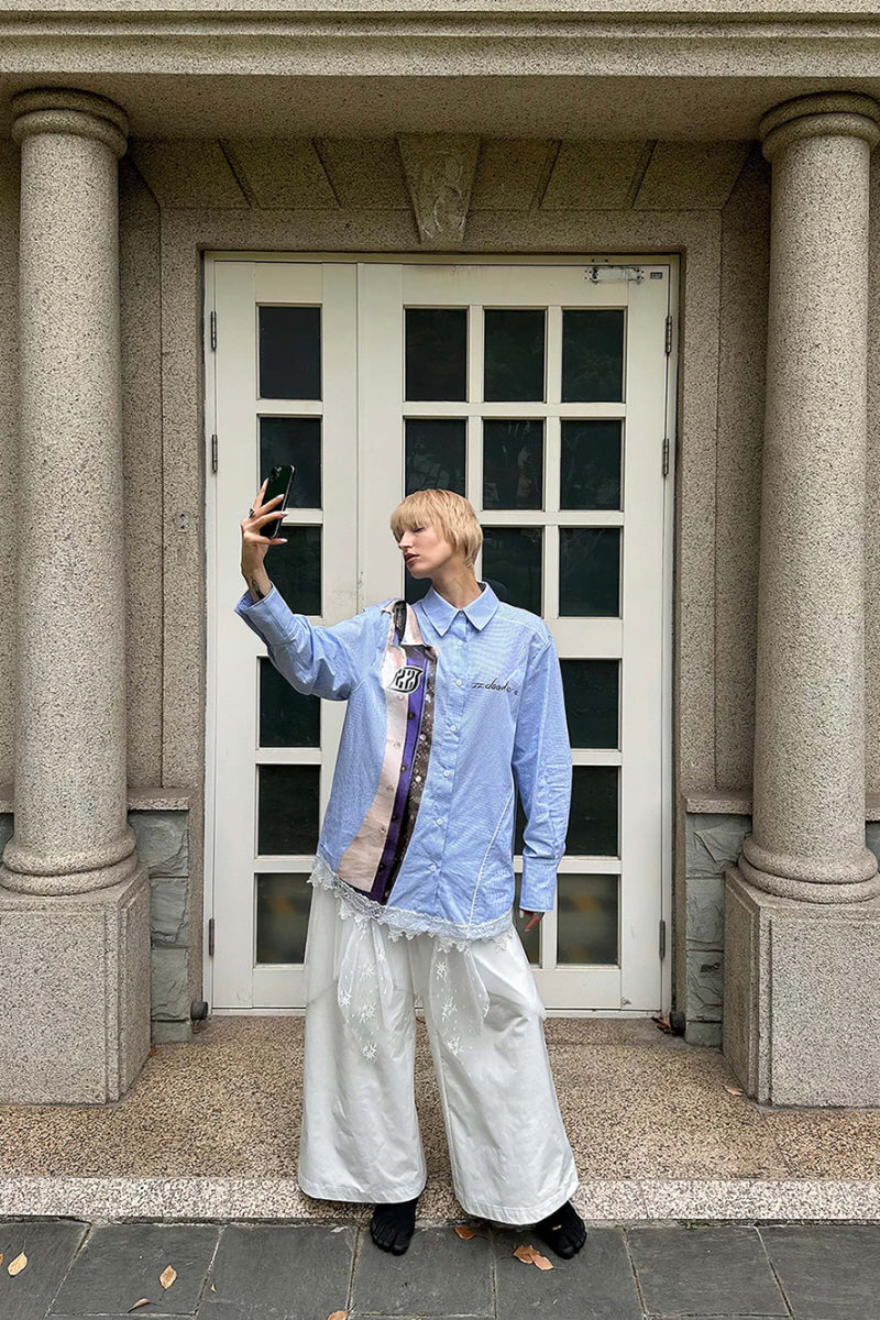 Striped Accent Oversized Shirt