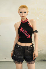 Skull Trace Cutout Halter Top