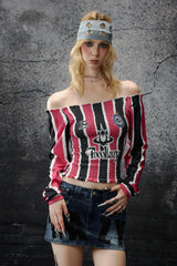 Striped Rebel Off-Shoulder Smocked Top