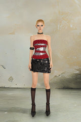 Spiked Rhythm Patchwork Tube Top