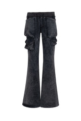 Shadow Trails Distressed Cargo Flare Pants
