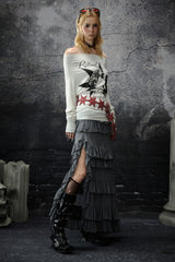 Irregular Ruffle Layered Maxi Skirt