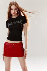 Rivet Rouge Faux Leather Mini Skirt