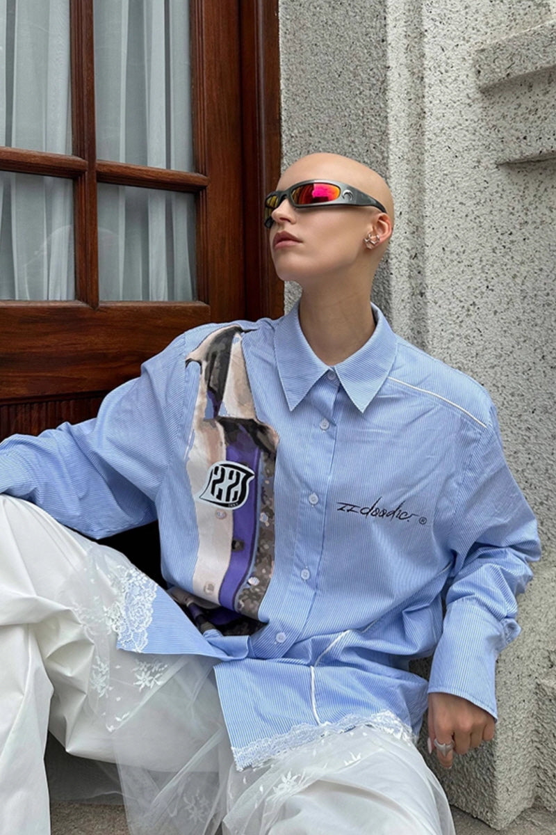 Striped Accent Oversized Shirt