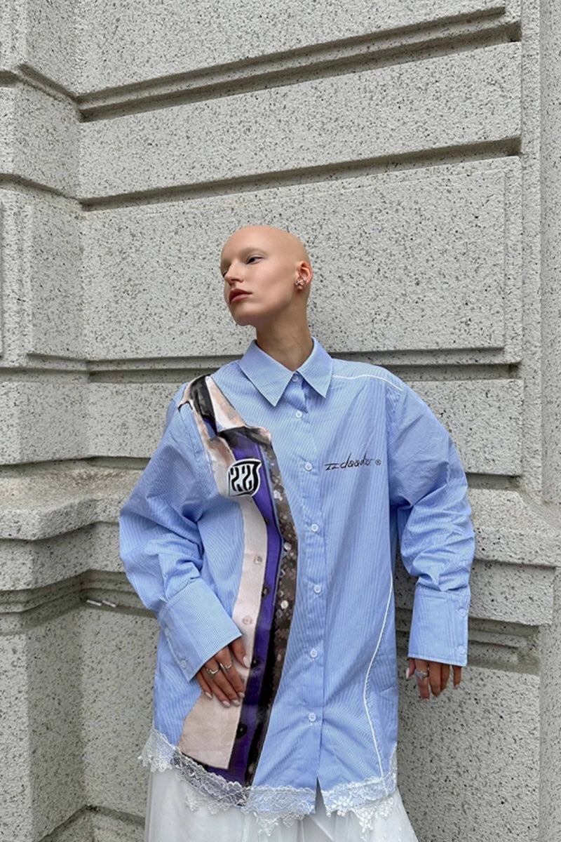 Striped Accent Oversized Shirt