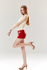 Rivet Rouge Faux Leather Mini Skirt