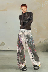 Urban Chaos Paint-Splattered Wide-Leg Jeans