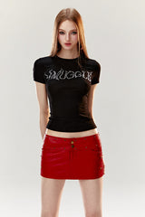 Rivet Rouge Faux Leather Mini Skirt