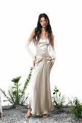 Siren Cutout Drape Dress - Champagne