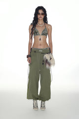 Urban Camo Chain-Detail Triangle Bikini Set