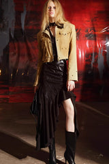 Irregular Patchwork Leather Skirt