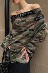 Urban Rebel Camo Off-Shoulder Top