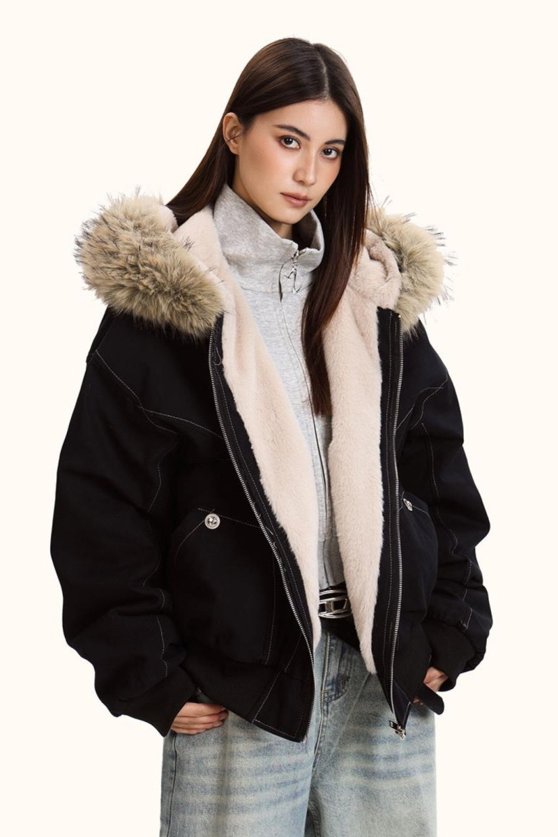 Frosted Haven Faux Fur Hood Jacket