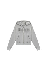 Frayed Statement Cropped Hoodie