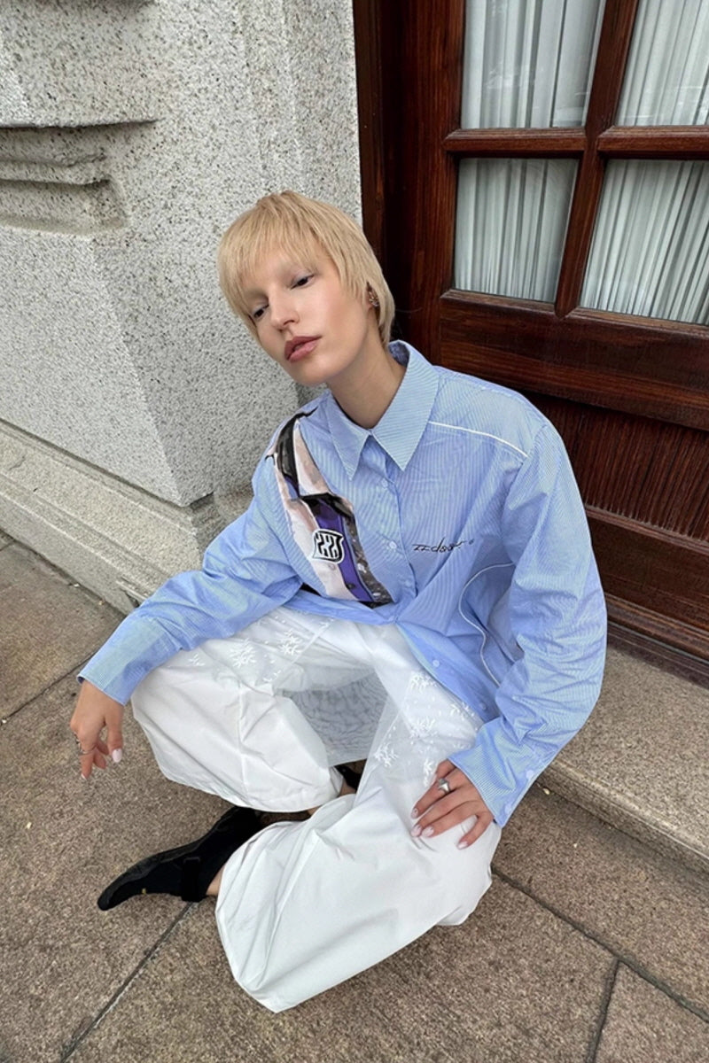 Striped Accent Oversized Shirt