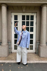 Striped Accent Oversized Shirt