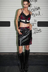 Rebel Plaid Leather Mini Skirt