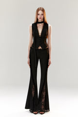 Lace Trim Tailored Vest Top