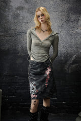 Urban Rebellion Camouflage Denim Skirt