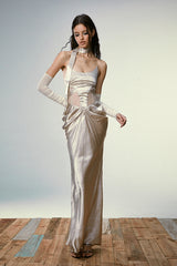 Siren Cutout Drape Dress - Champagne