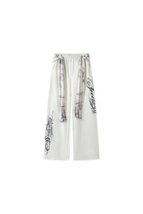 Graffiti Flow Wide Pants  - White