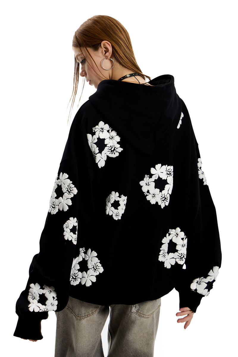 Urban Bloom Oversized Floral Hoodie