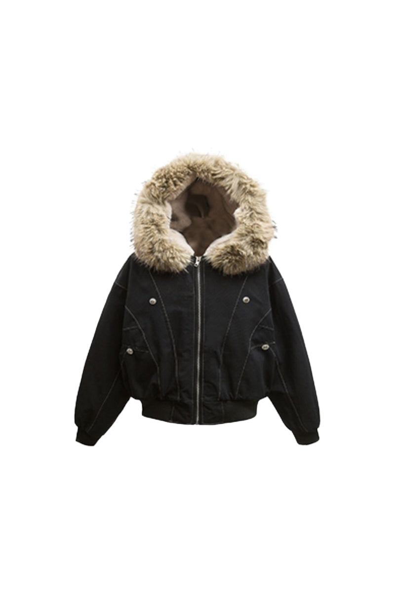 Frosted Haven Faux Fur Hood Jacket