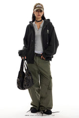 Gothic Emblem Oversized Zip Hoodie