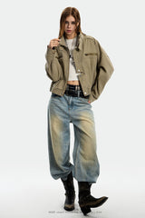 Rust-Toned Rebel Cropped Workwear Jacket