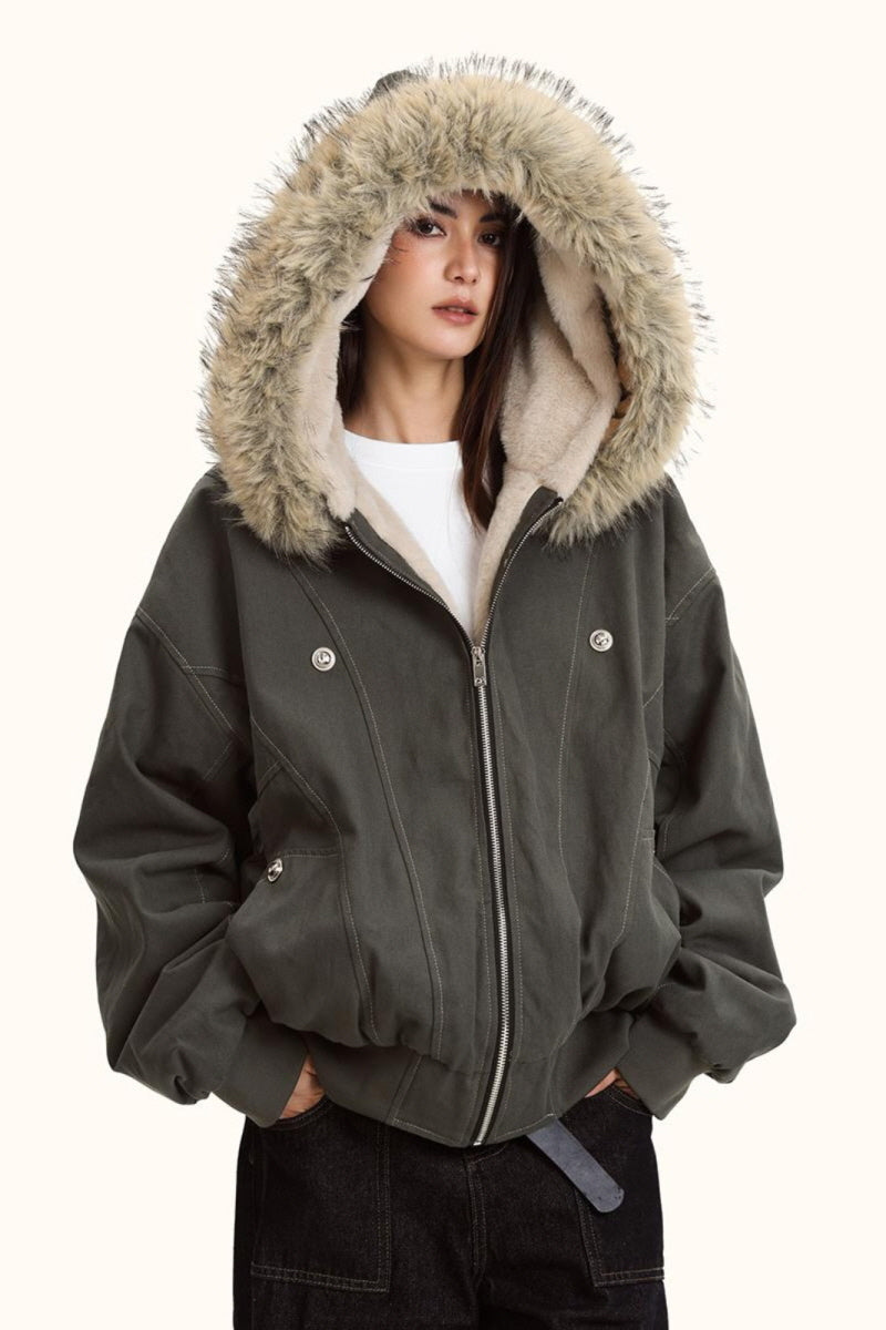 Frosted Haven Faux Fur Hood Jacket