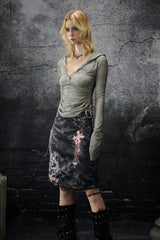Urban Rebellion Camouflage Denim Skirt