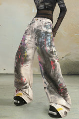 Urban Chaos Paint-Splattered Wide-Leg Jeans